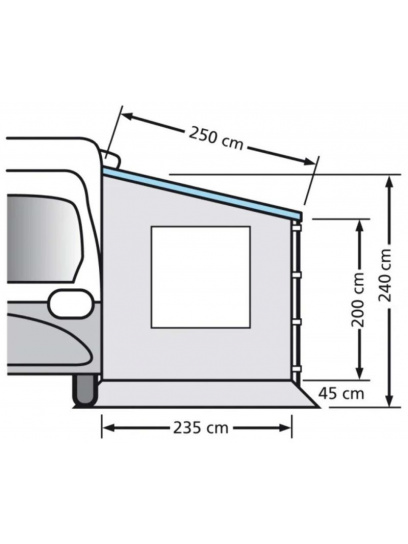 Ścianka boczna z oknem do markizy kampera Sidewall Campers 235x200/240 cm - EuroTrail
