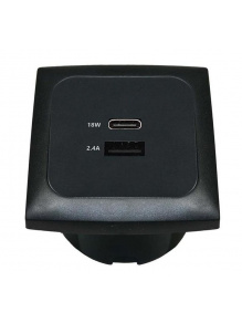 Gniazdo C-line USB-A / USB-C + ramka + isobox czarne - Haba